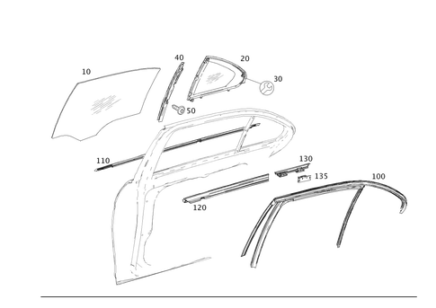 Rear Door Window System for 2008 Mercedes-Benz C350 #0