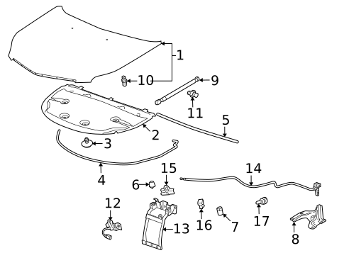 Hood & Components for 2012 Cadillac SRX #0
