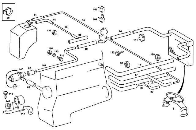 201832139464 - Heating and Ventilation: Hose for Mercedes-Benz: 190D, 190E Image image
