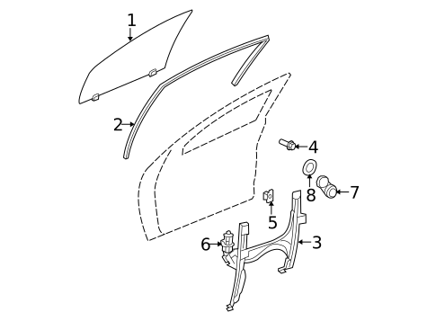 Glass - Front Door for 2010 Dodge Caliber #0