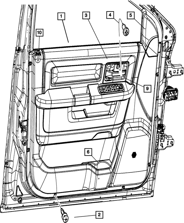 1EA441DVAE - Interior Trim: Front Door Trim Panel, Right for Mopar Image