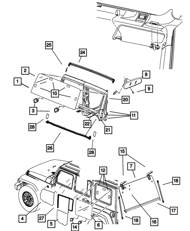 55397209AA - Glass: Windshield Spacer for Mopar Image
