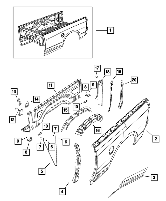 68054863AD - Body Sheet Metal Except Doors: Pickup Box for Mopar Image image