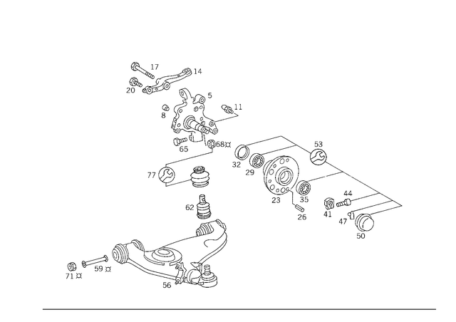 1293300220 - Front Axle: Steering Knuckle, Left for Mercedes-Benz: 260E, 280E, 300SL, 400E, 500E, 500SL, 600SL, SL320 Image image