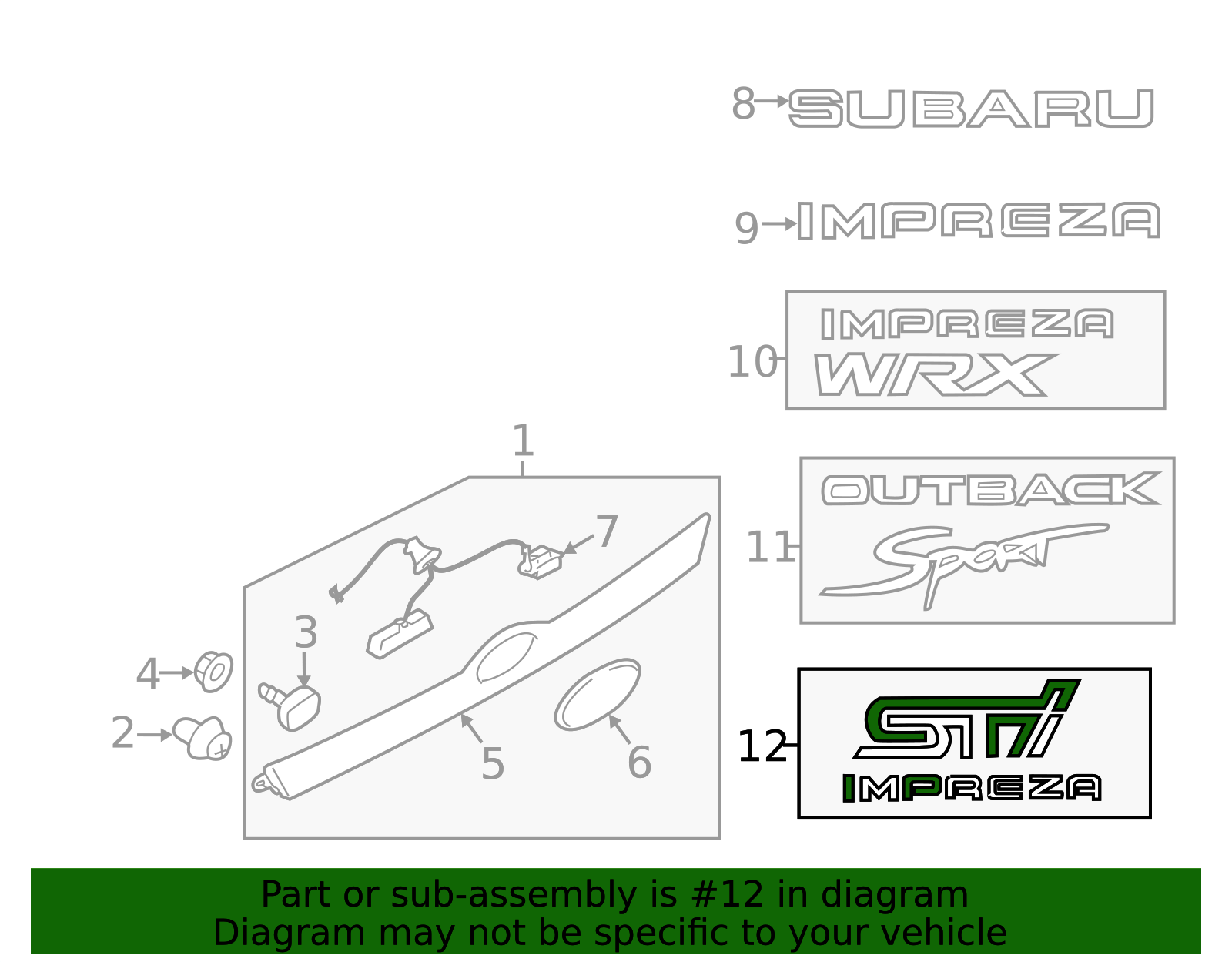 2008-2014 Subaru Impreza Nameplate 93073FG050 | Subaru Online Parts