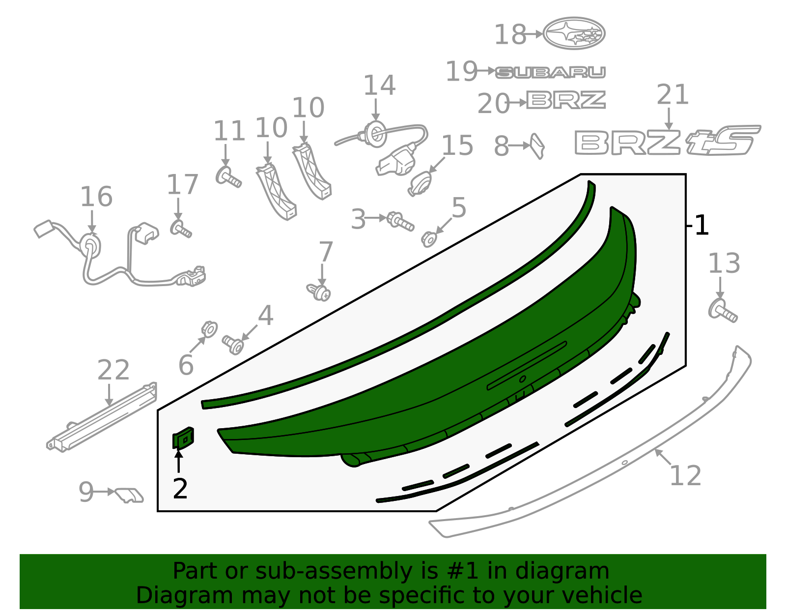 2022-2025 Subaru BRZ Trunk Lid Trim 91112CC400E4 | Subaru Parts Store