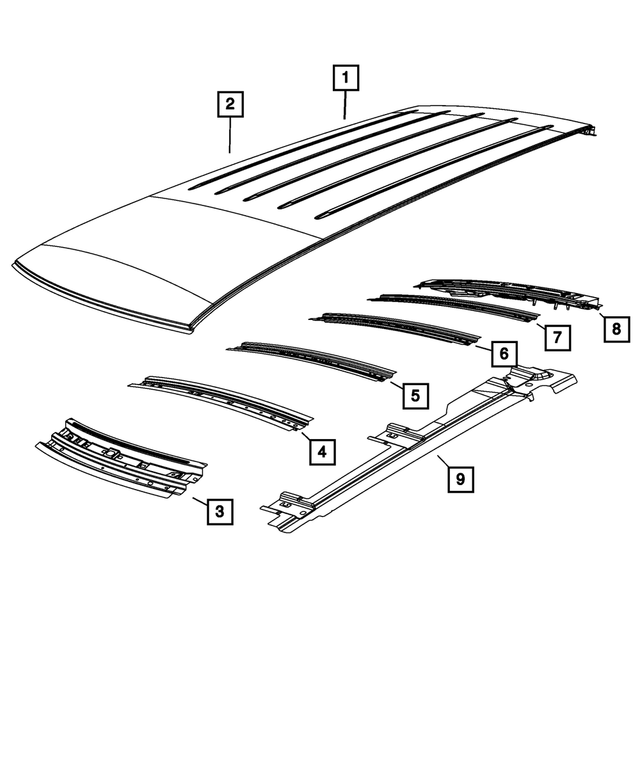 68053791AB - Body Sheet Metal Except Doors: Roof Front Header for Mopar Image