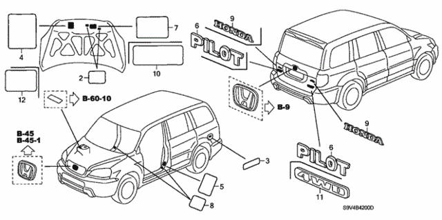 Emblems - Caution Labels for 2005 Honda Pilot #0