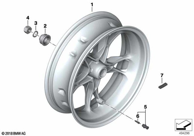 36318414328 - Wheels and Tires: Cast Rim, Black Rear -  for BMW-Motorrad Image