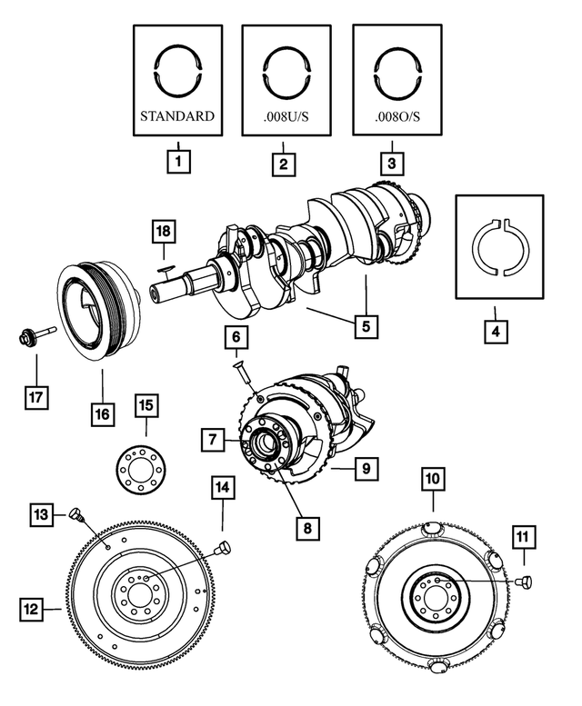 68102977AB - 6.4L Gas; Engine: Crankshaft Bearing Kit for Mopar Image