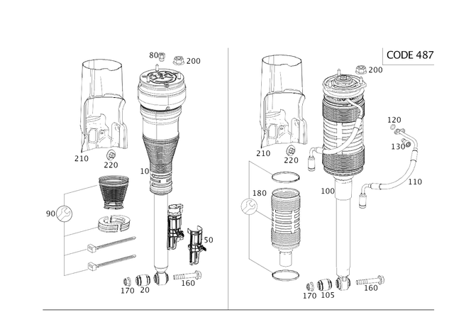 8043 - Springs, Suspension and Hydraulics: Hexalobular Screw for Mercedes-Benz: 250, 300S, CL550, CL600, CL63 AMG, CL65 AMG, Maybach S550, Maybach S560, Maybach S600, Maybach S650, S350, S400, S450, S500, S550, S550e, S560, S600, S63 AMG, S65 AMG, SL400, SL450, SL550, SL63 AMG, SL65 AMG Image image