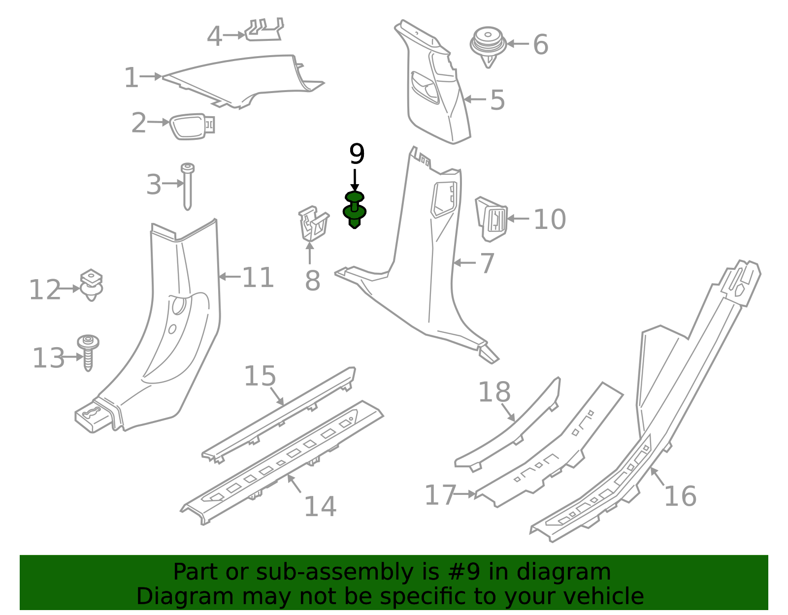 Genuine BMW 07-14-6-957-031 | Lower Center Pillar Trim Retainer Clip ...