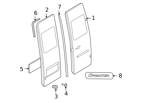 Exterior Trim - Rear Door for 2004 Dodge Sprinter 3500 #0