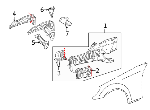 Structural Components & Rails for 2010 Mercedes-Benz SLK55 AMG #0