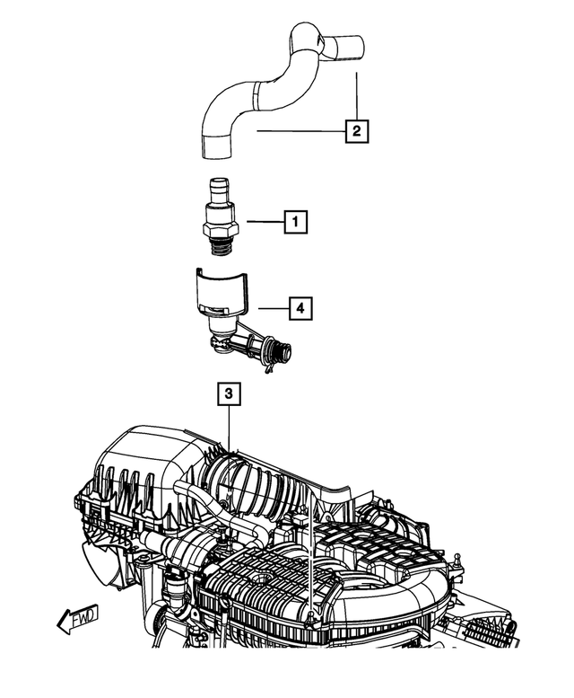 4892169AC - 4.0L Gas; Engine: Pcv Hose for Chrysler: Pacifica, Town &amp; Country | Dodge: Grand Caravan, Nitro Image