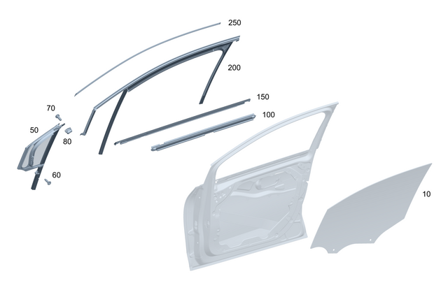 2967200300 - Front Door: Side Window Pane for Mercedes-Benz Image image