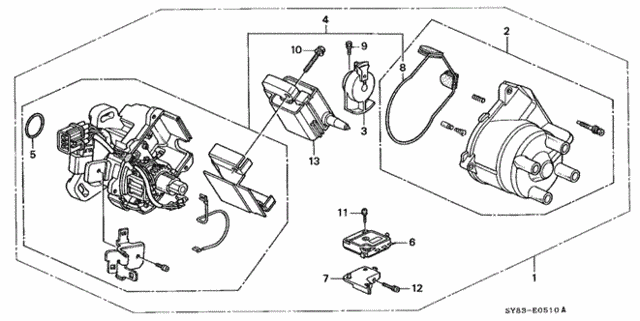Distributor (Hitachi) (1) for 1997 Acura CL #0