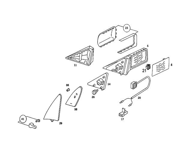 1248101216 - Front Doors: Outside Rearview Mirror for Mercedes-Benz: 190, 190D, 190E, 200, 200D, 300D, 300E, 300TD, 300TE Image image