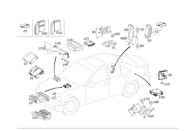 2038707289 - Electrical System: Operating Unit for Mercedes-Benz: 180C, C230, C240, C280, C32 AMG, C320, C350, C55 AMG Image image
