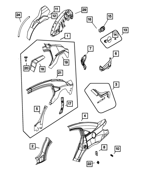 Aperture Panel and Pillar Supports for 2009 Chrysler Sebring #2