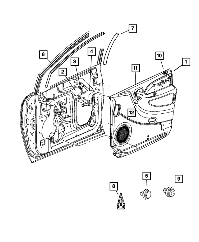 SL331D5AJ - : Front Door Trim Panel, Left for Mopar Image