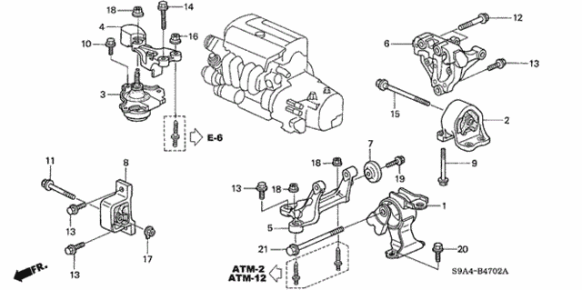 Engine Mounts (AT) (4WD) for 2003 Honda CR-V #0