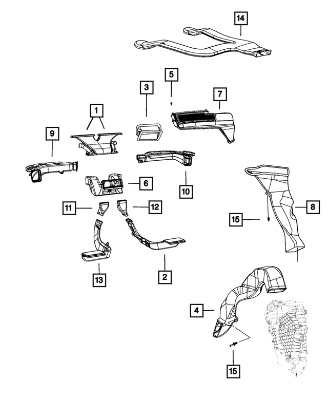 5058473AB - : Center Distribution Duct for Mopar Image