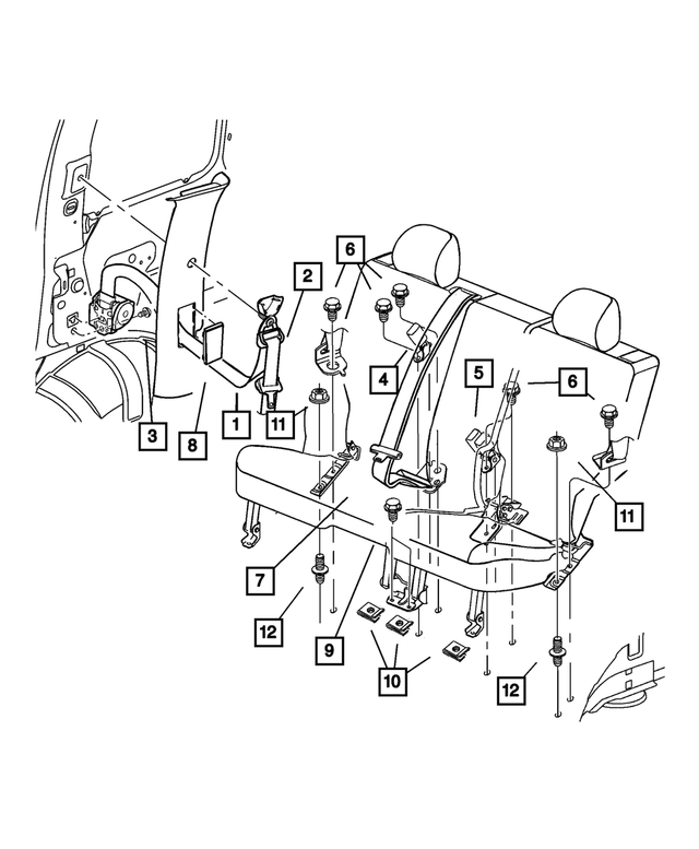 « 5HG361J3AO – Interior Trim : Arrière, Extérieur Ceinture De Securite, Côté Droit pour Mopar Image »