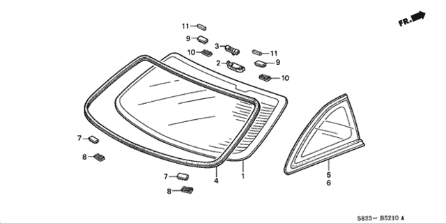 Rear Windshield - Quarter Glass for 2002 Honda Accord #0