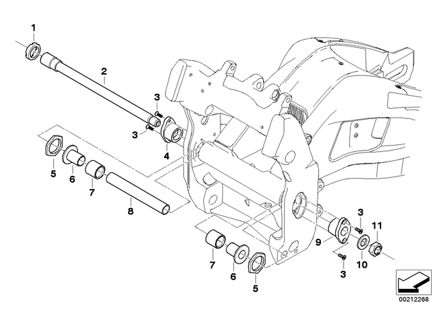 33358528769 - Rear Axle, Rear-Wheel Drive, Suspension: Swinging Fork Pivot -  for BMW-Motorrad Image