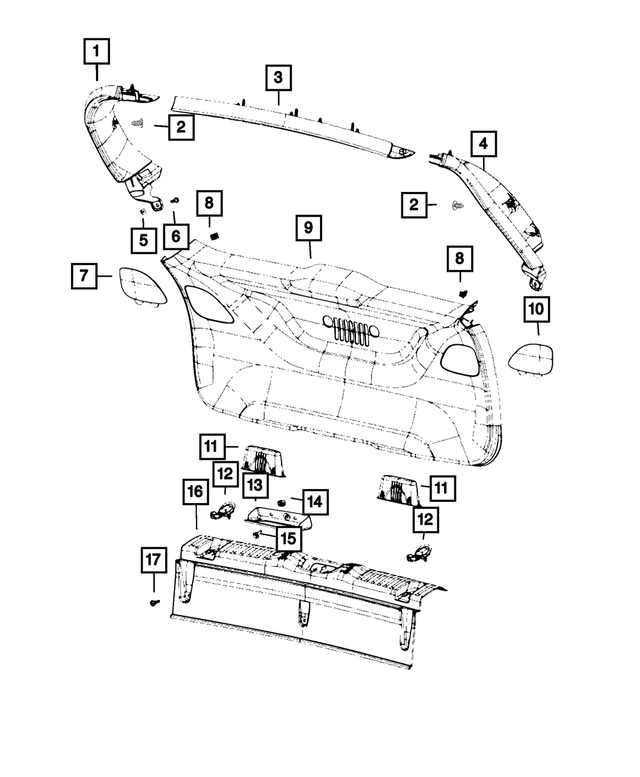 6NL74PS4AB - Interior Trim: Liftgate Trim Upper Panel for Mopar Image