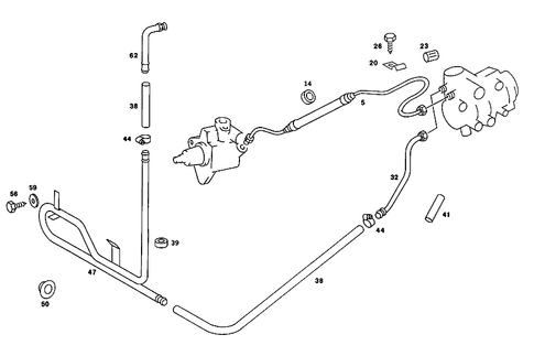 Steering Gear, Range of Lines for 1985 Mercedes-Benz 380SL #1