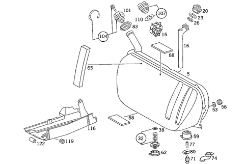 Fuel Tank with Detachable Parts for 1988 Mercedes-Benz 260E #0