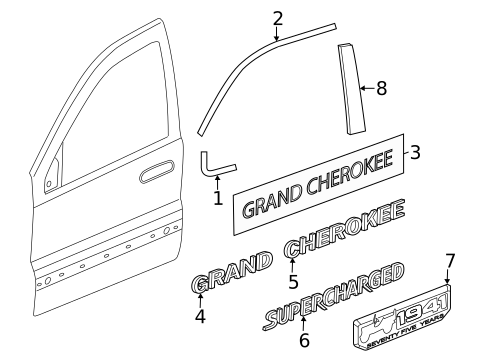 Exterior Trim - Front Door for 2014 Jeep Grand Cherokee #0