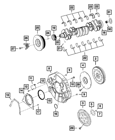 Crankshaft, Piston, Drive Plate, Flywheel, and Damper for 2012 Ram 3500 #0