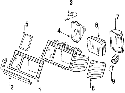 Headlamp Components for 1985 Mercedes-Benz 190 E #0