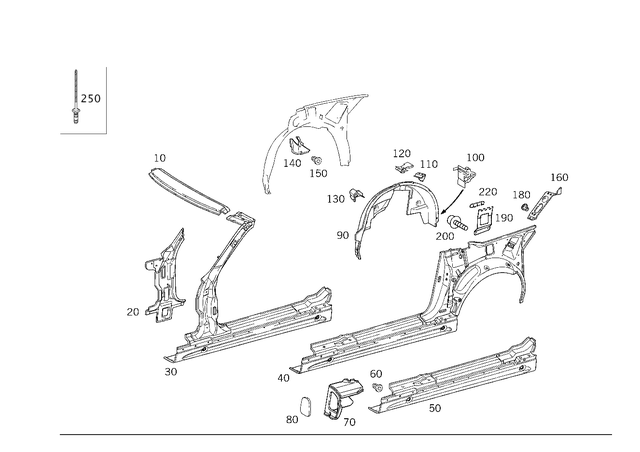 1706500301 - Side Panels: Roof Frame for Mercedes-Benz: SLK230, SLK320 Image image
