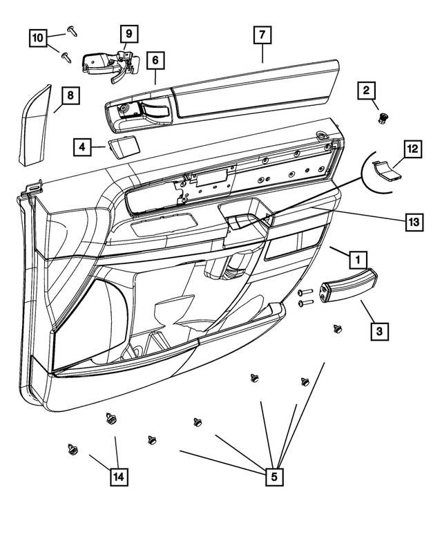 1UX60BD1AA - : Front Door Trim Panel, Right for Mopar Image