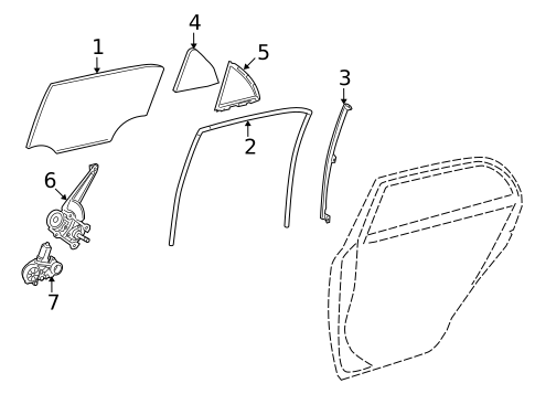 Glass - Rear Door for 2016 Toyota Corolla #0