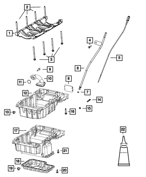 Engine Oiling, Oil Pan and Indicator (Dipstick) for 2019 Jeep Cherokee #0