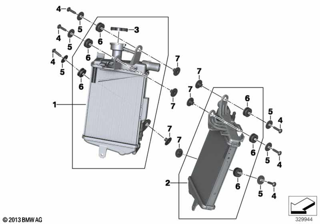 17118546416 - Cooling: Radiator, Right -  for BMW-Motorrad Image