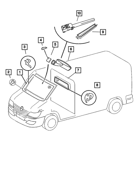 Glass and Rear View MIrror for 2004 Dodge Sprinter 2500 #0