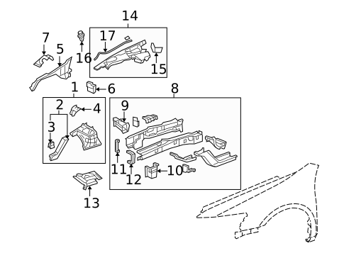 Structural Components & Rails for 2008 Acura RL #0