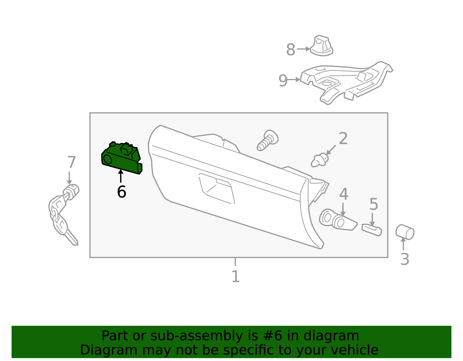 77540-SZA-A01ZB - Lock Assembly Glove Box *NH167L* (Graphite Black