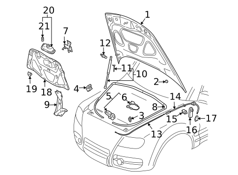 Hood & Components for 2007 Volkswagen Touareg #0