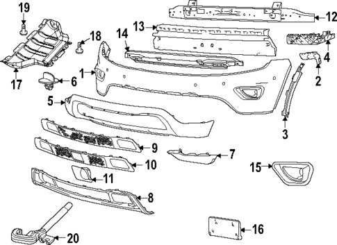 Bumper & Components - Front for 2014 Jeep Grand Cherokee #1