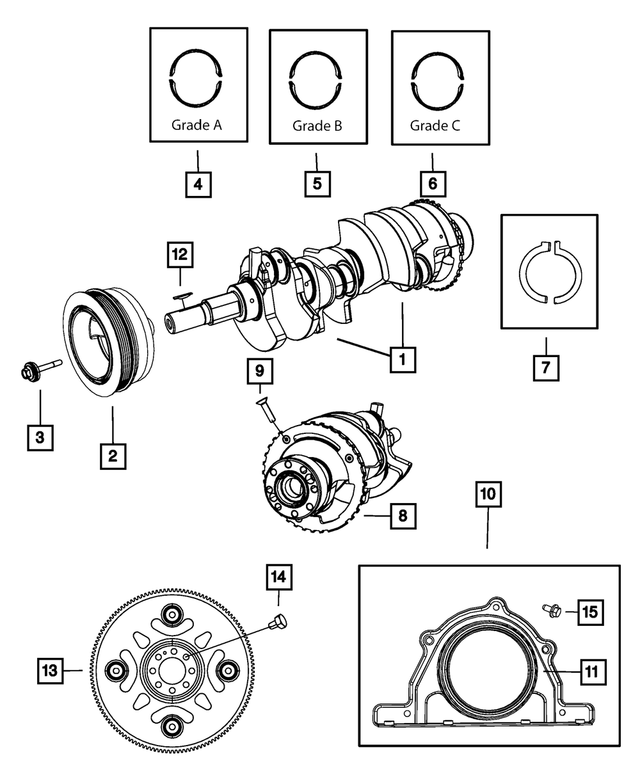 68102977AB - 5.7L Gas; Engine: Crankshaft Bearing Package for Mopar Image