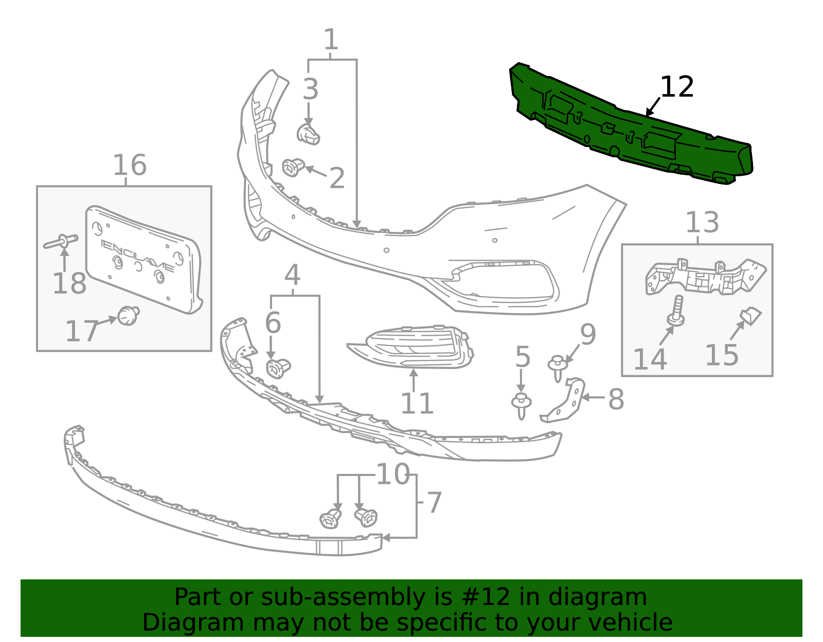 2018-2021 Buick Enclave Front Bumper Fascia Energy Absorber 23291887 ...