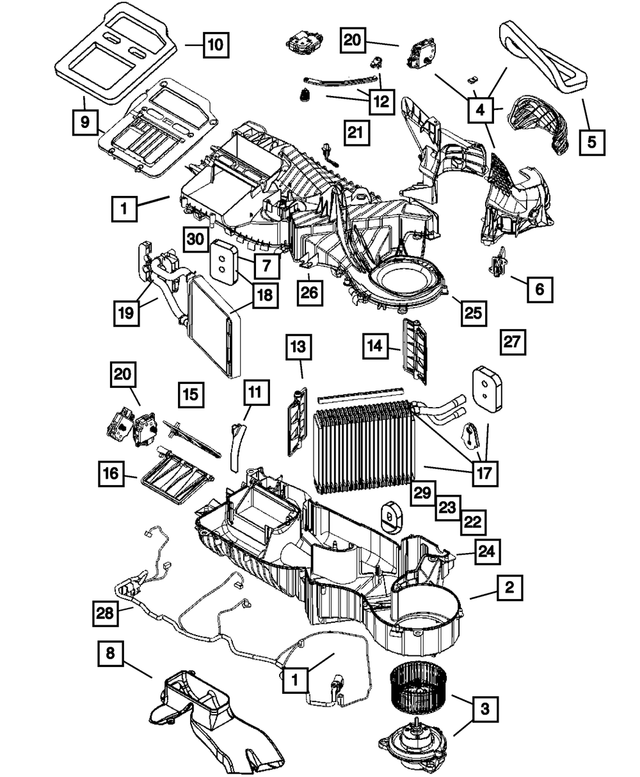 5161059AA - Air Conditioning &amp; Heater: Evaporater Upper Housing for Mopar Image image