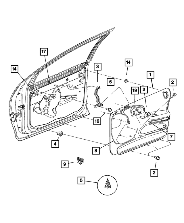 XA561DVAA - Interior Trim: Front Door Trim Panel, Right for Mopar Image